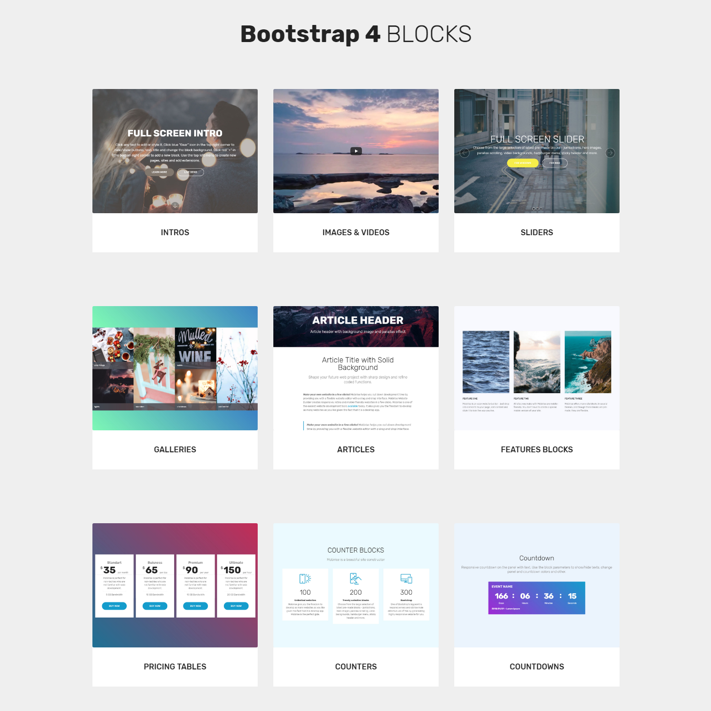 CSS3 Bootstrap Blocks Templates
