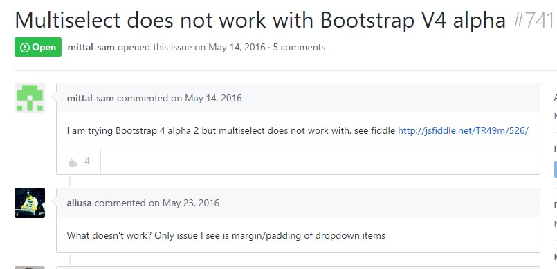 Multiselect does  not actually  do the job  using Bootstrap V4 alpha